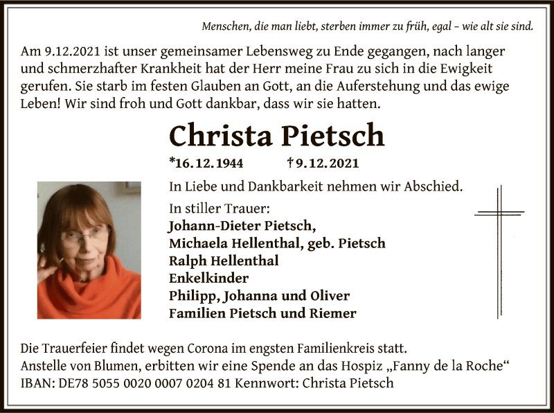 Christa Pietsch Alter